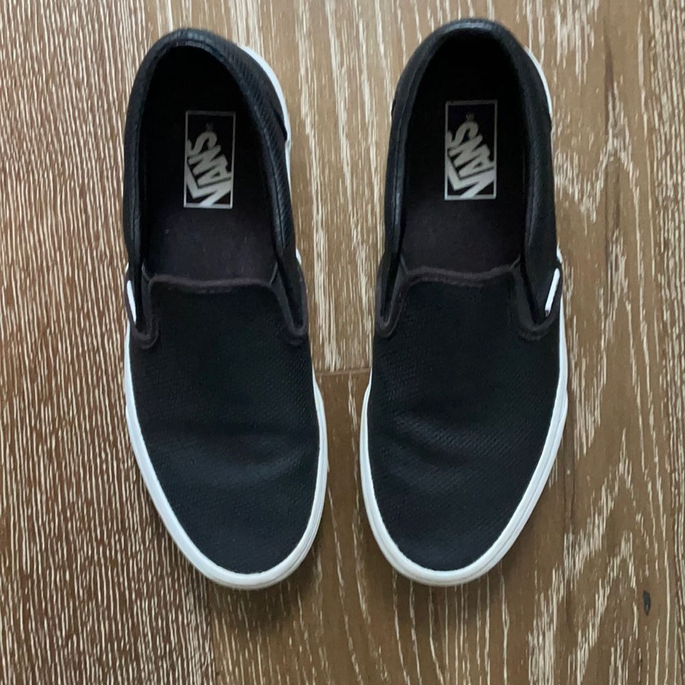 Vans black perforated leather size 10